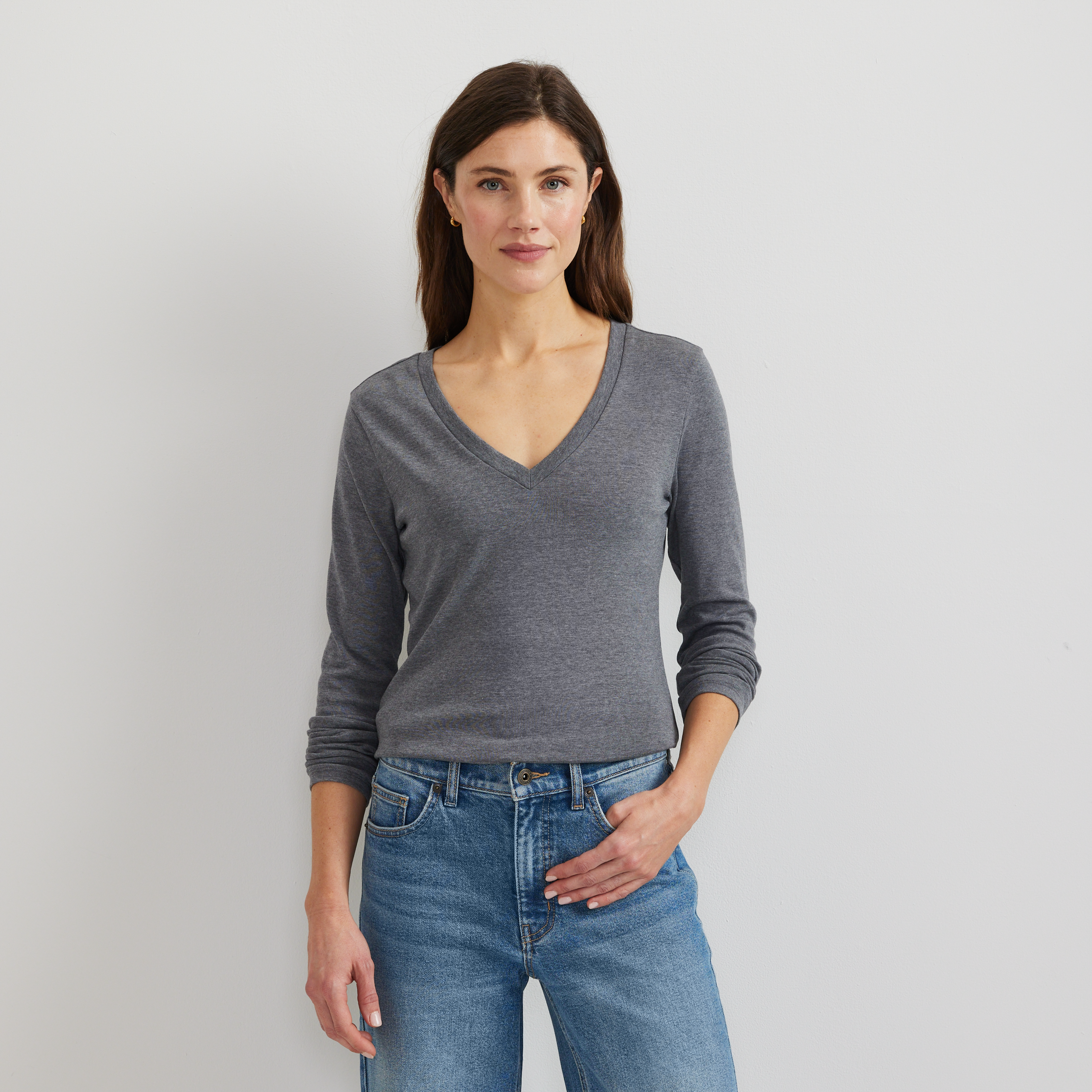 Women's Everyday Long-Sleeve V-Neck T-Shirt - Image 17